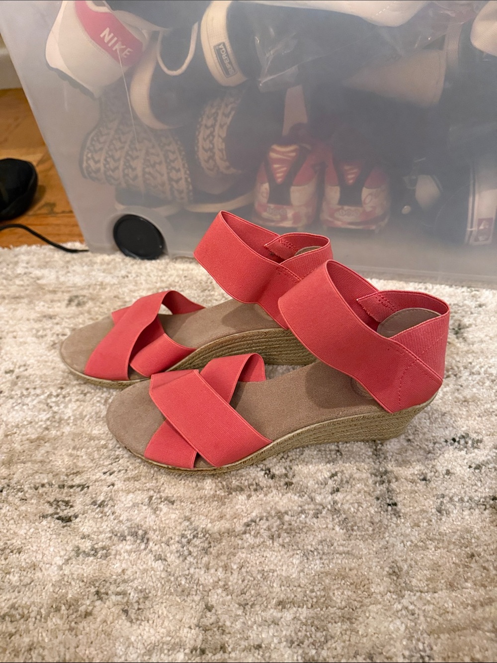 CHARLESTON SHOE CO. Coral Elastic Strap Espadrille Wedges